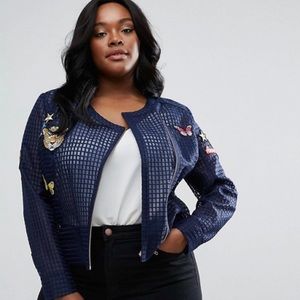asos curve mesh jacket with patches